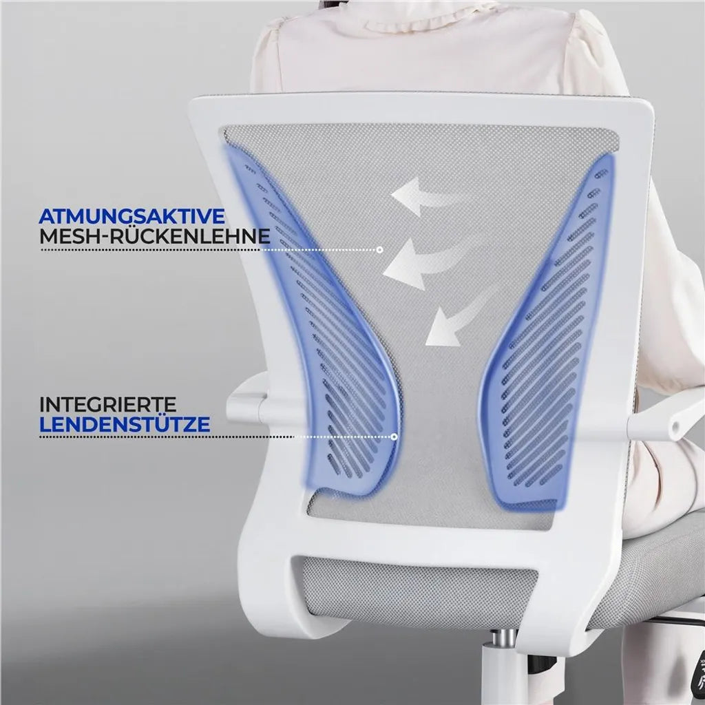 Chaise de bureau ergonomique Yaheetech, réglable, en maille, gris clair