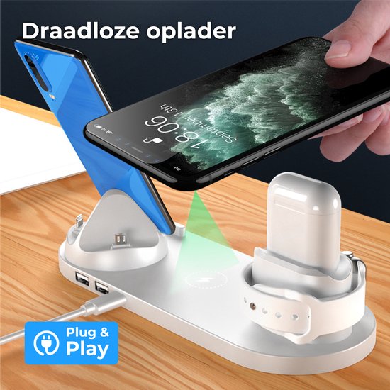 Nuvance - Chargeur sans fil 6 en 1 - Convient à tous les appareils Qi - Chargeur sans fil - Chargeurs sans fil