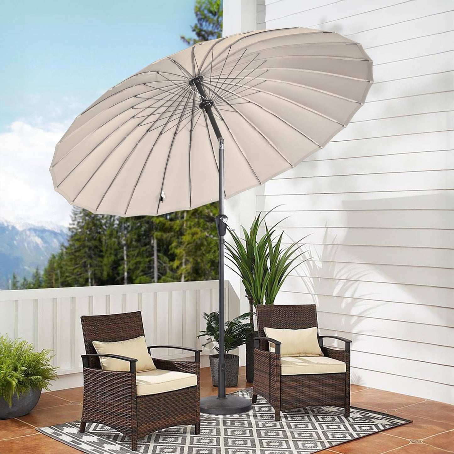 Angel Living Parasol Rond - Ø250 cm - Solide - Beige
