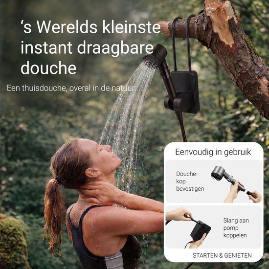 Douche de camping rechargeable avec 2 filtres à eau - 24 douches - 3 réglages (brume, normal, jet puissant) - Douche d'extérieur pour le camping, les chiens, la voiture, le vélo et le camping-car - FLOAT Oasis