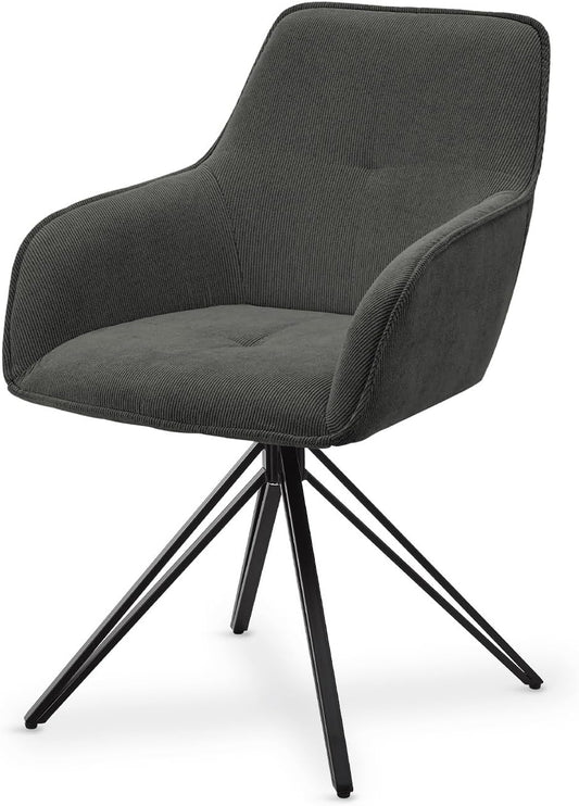 Chaise de salle à manger Juskys avec accoudoir - capacité de 120 kg - 61 x 57 x 85 cm - gris clair