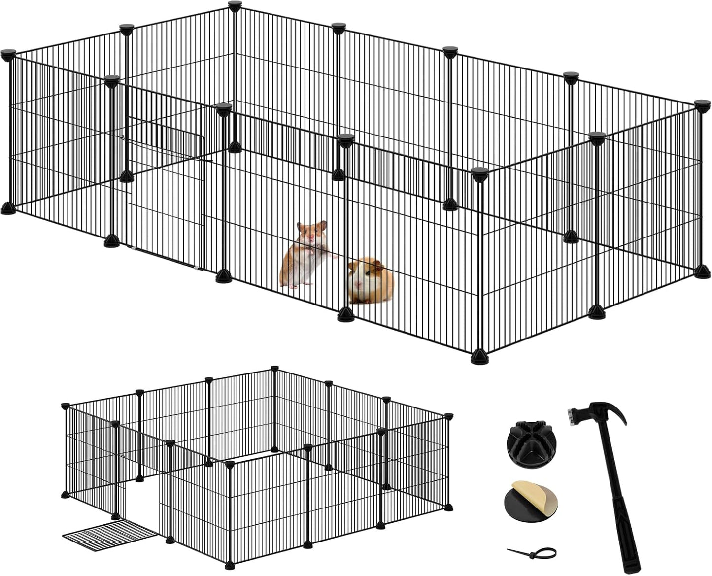 Eugad Puppy Run & Rodent Run - Parc de jeu pliable 142x72x36 cm - Noir - 12 Panneaux