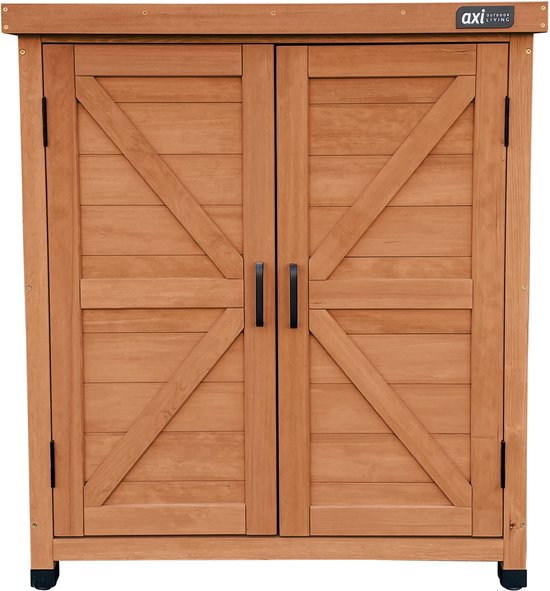 Armoire de rangement en bois AXI Felix – Armoire de jardin en bois certifié FSC – Système de fermeture magnétique – Pieds réglables – 80 x 45 x 93 cm – Marron café