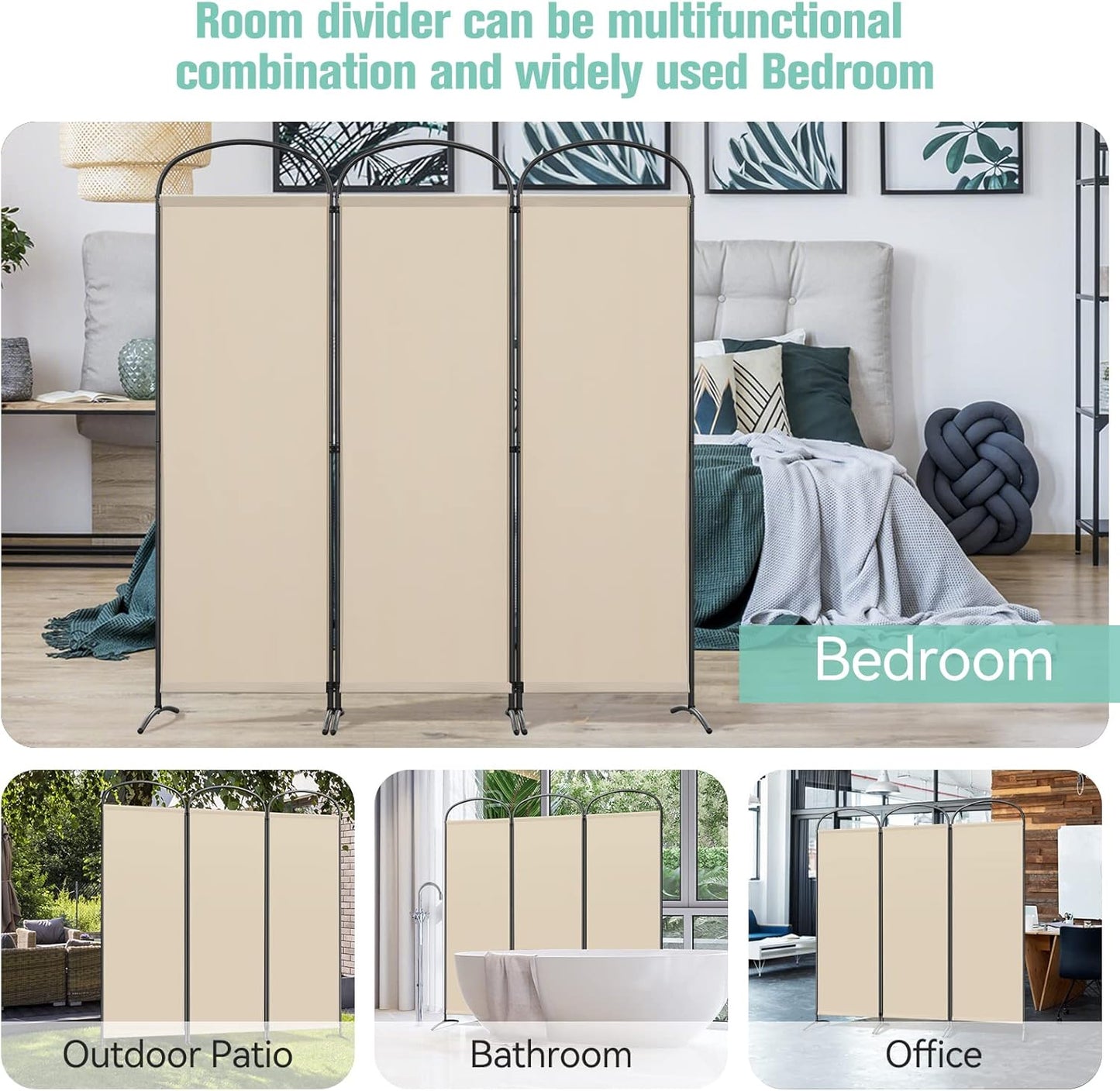 Angel Living Paravent - 3 Panneaux - 168 x 182 cm - Beige