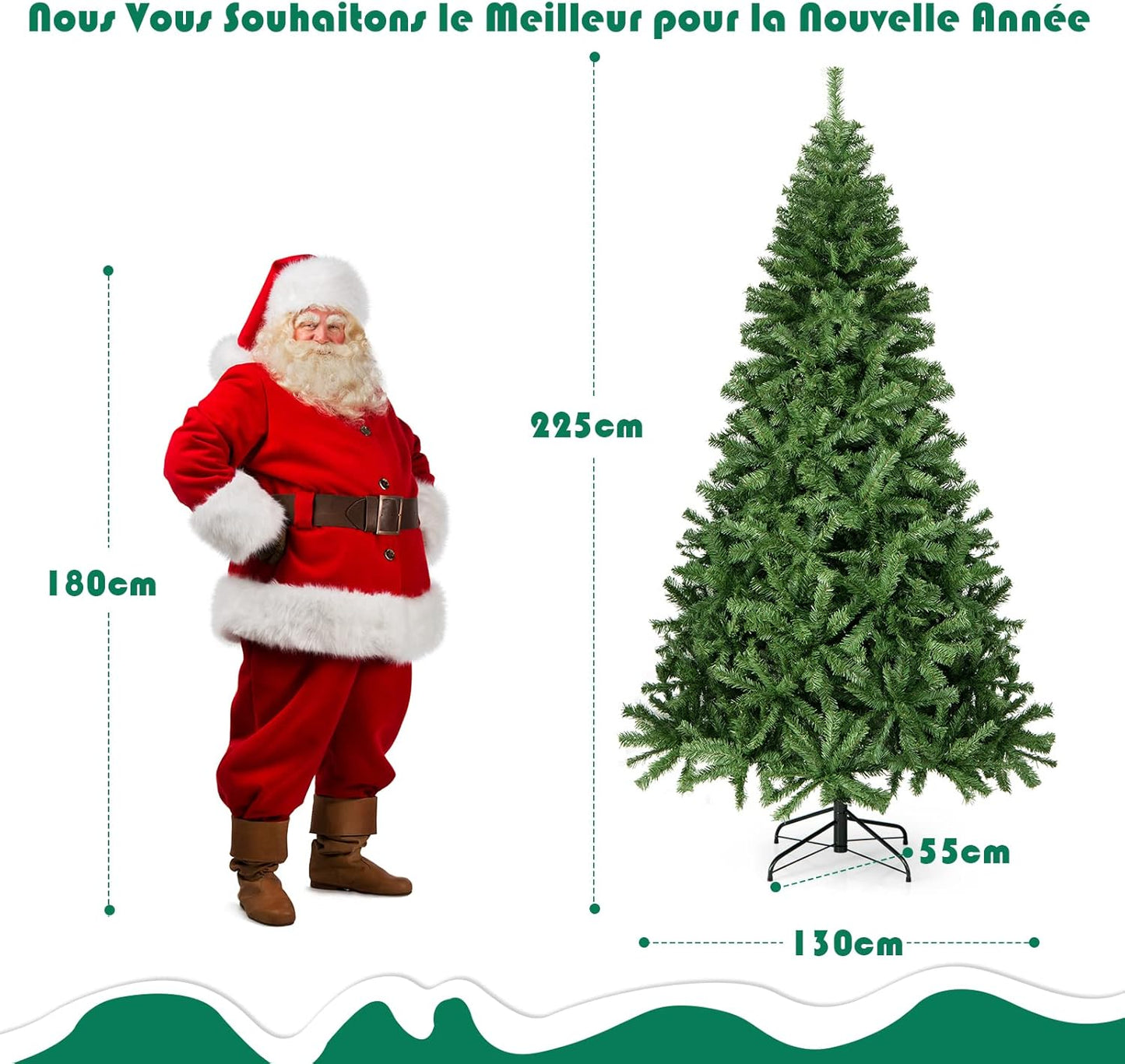 Coast Artificial Christmas Tree Green - 270 cm - 2132 embouts de branches en PVC - Avec support en métal
