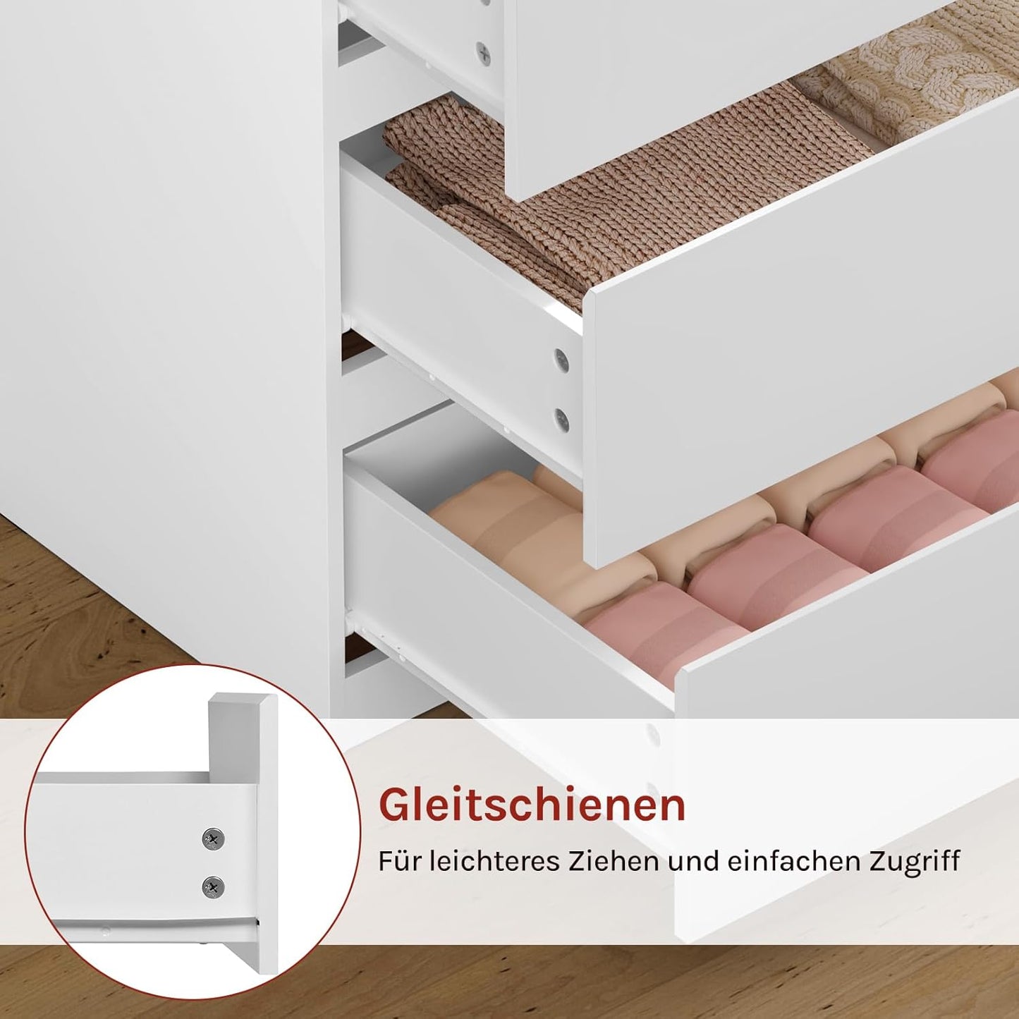 Woltu Meuble à tiroirs blanc - 4 tiroirs - 60 x 40 x 90 cm - Meuble de rangement moderne pour la chambre et le salon