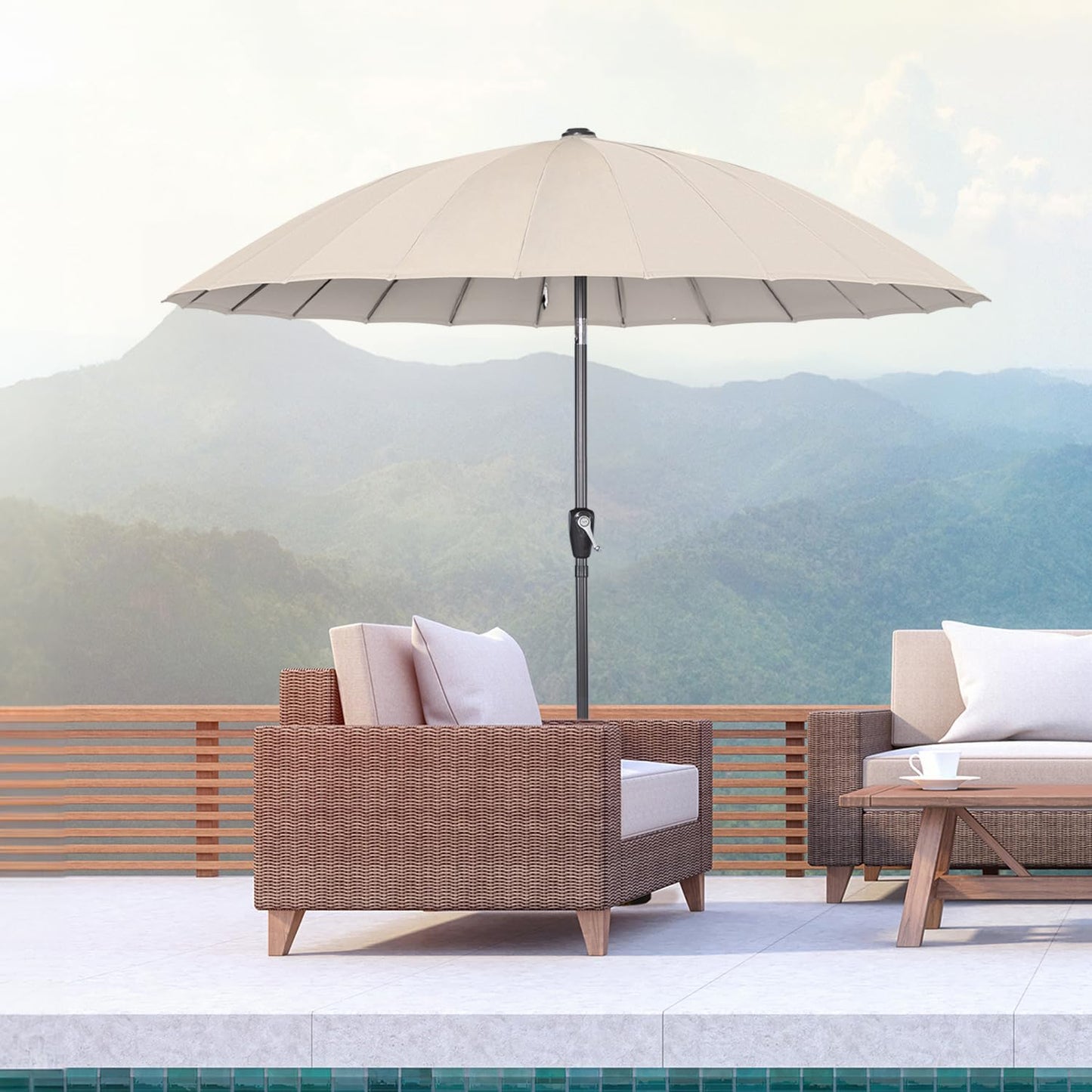 Angel Living Parasol Rond - Ø250 cm - Solide - Beige