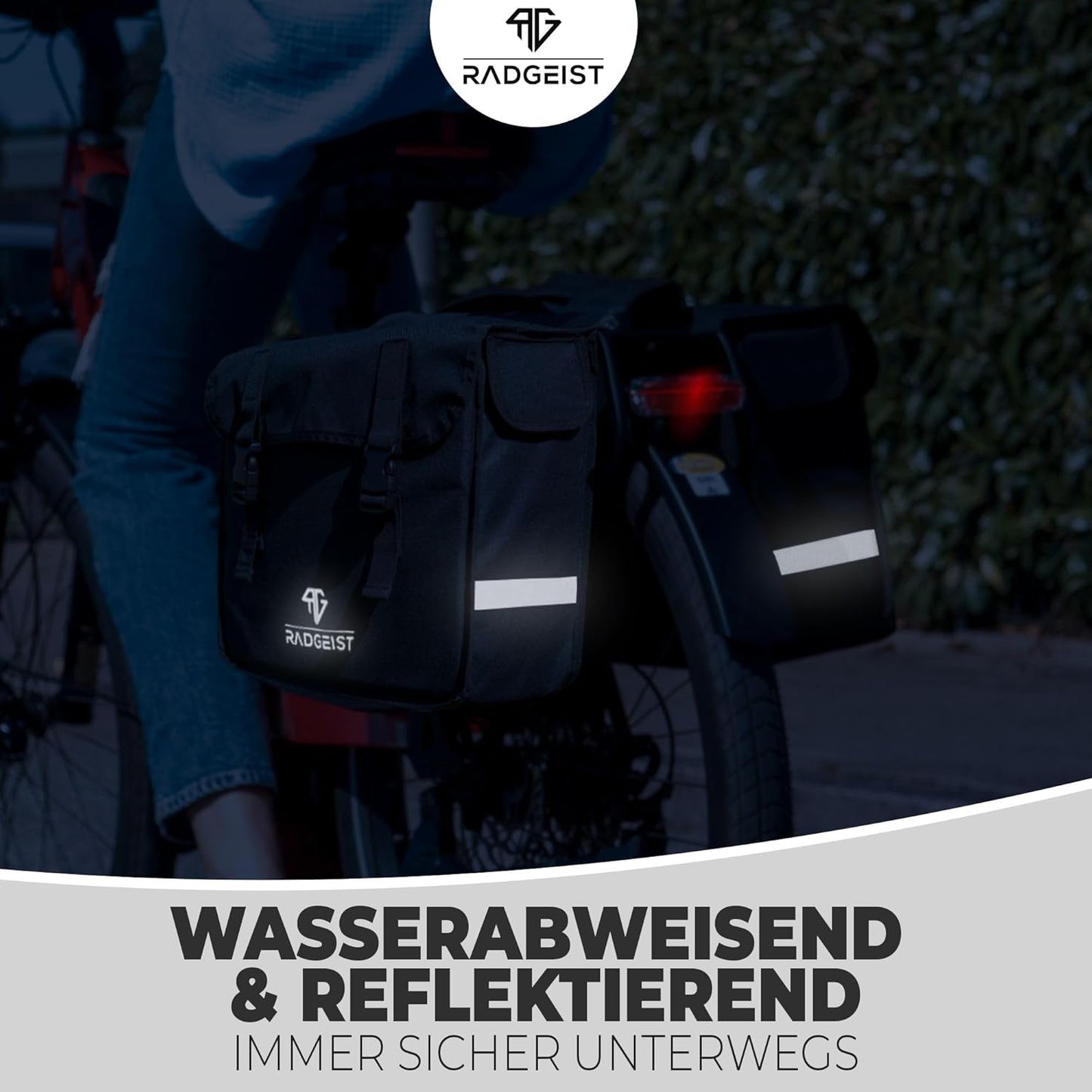 RADGEIST double sacoche vélo I Double sacoche vélo pour porte-bagages 30L I Fixation facile, double sacoche vélo noire