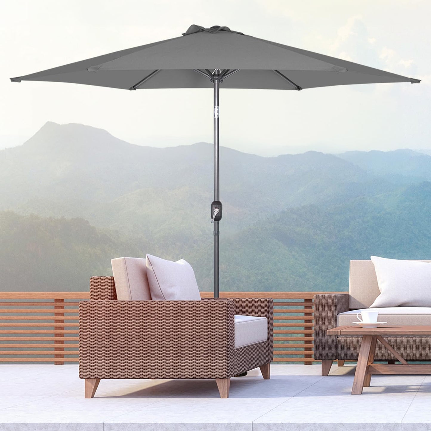 Angel Living Parasol Ø300 cm - Rond - Gris