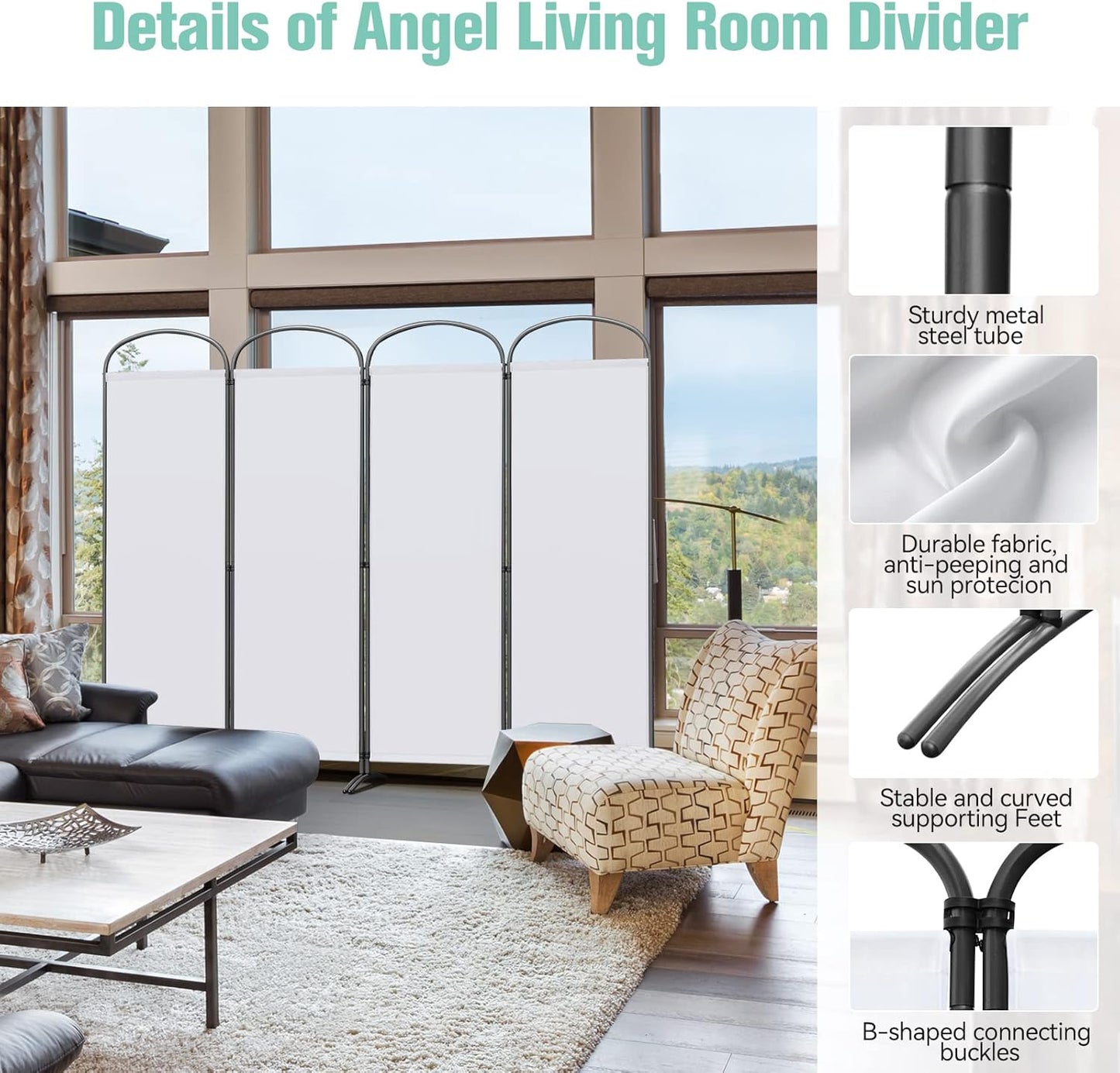 Angel Living Screen 4 panneaux - 224 x 182 cm - Blanc