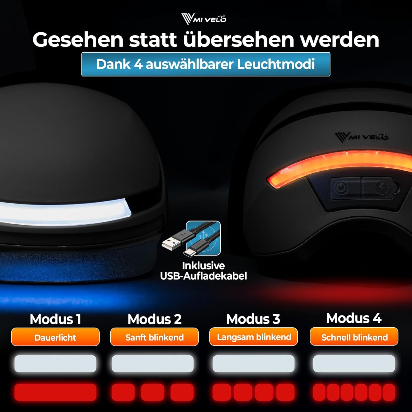 Mivelo Casque de vélo unisexe NOVA - Avec lumière - Certifié NTA jusqu'à 45km/h - Noir - Taille L (57-51 cm)