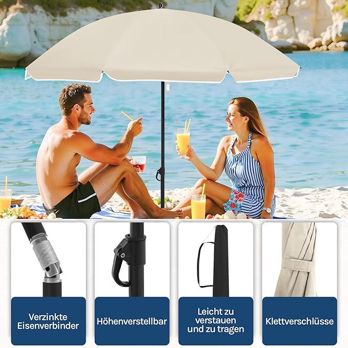 WOLTU GSS0007be01 Parasol de balcon 135 cm - UPF 50+ - Réglable en hauteur et inclinable à 35 degrés - Beige