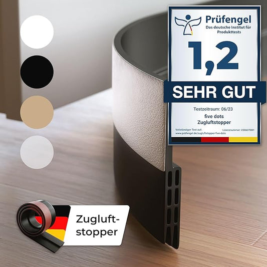 Cinq points coupe-courant d'air pour portes - auto-adhésif - Garde la chaleur dans la pièce et arrête le courant d'air sous la porte - Coupe-courant d'air pour portes comme protection contre le froid