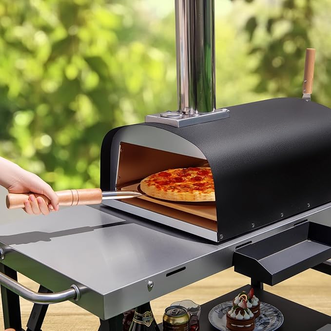 Four à pizza Coast - Accessoires et pierre à pizza inclus - 42 x 81 x 84,5 cm - Noir