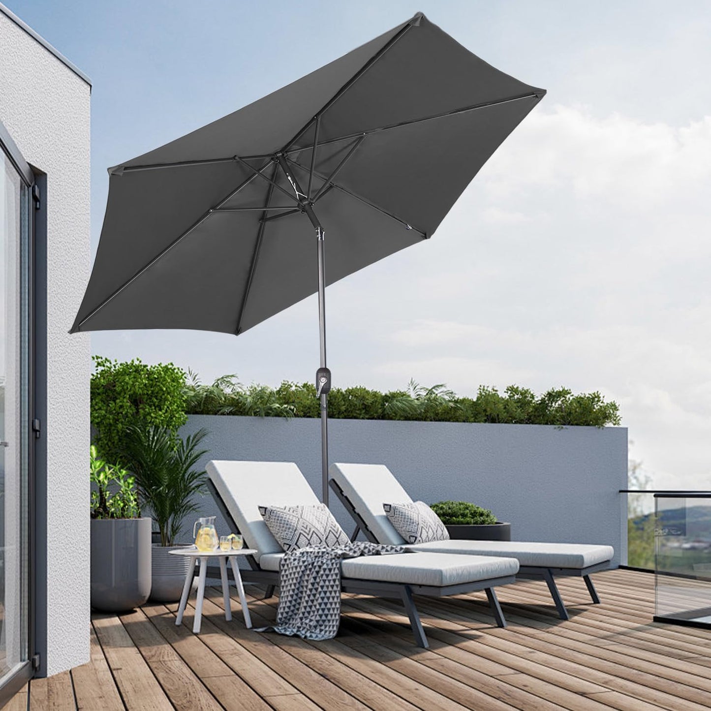 Angel Living Parasol Ø300 cm - Rond - Gris