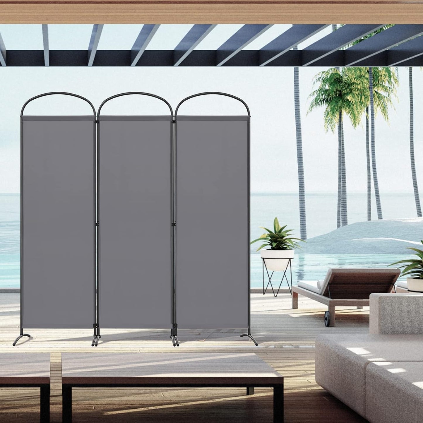 Angel Living Paravent 3 panneaux - 168 x 182 cm - Gris