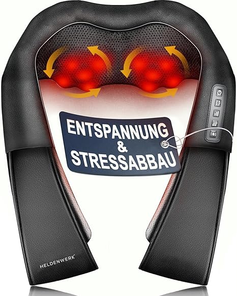 HELDENWERK Appareil de massage, appareil de massage des épaules et de la nuque avec chaleur, appareil de massage shiatsu avec massage 4D des tissus profonds, massage de la nuque, du dos, des épaules, des jambes et des pieds