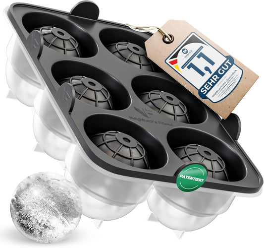 Moule à glaçons Neighbour's Friend - 6 glaçons ronds XL - Lavable au lave vaisselle - ø 4,5 cm - Noir