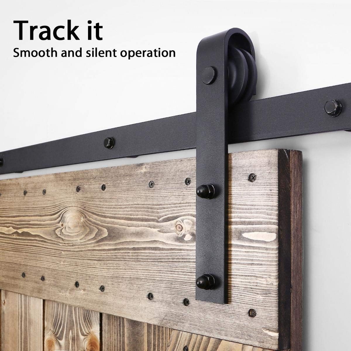 Yaheetech Quincaillerie pour porte coulissante - Jusqu'à 100 Kg - Fer - 244 x 23 x 5,5 cm - Noir