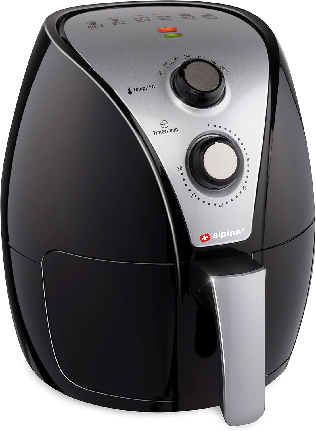 Alpina Friteuse sans Huile XL, Airfryer, 3.2L, 80 à 200°C, 1500W, Noir
