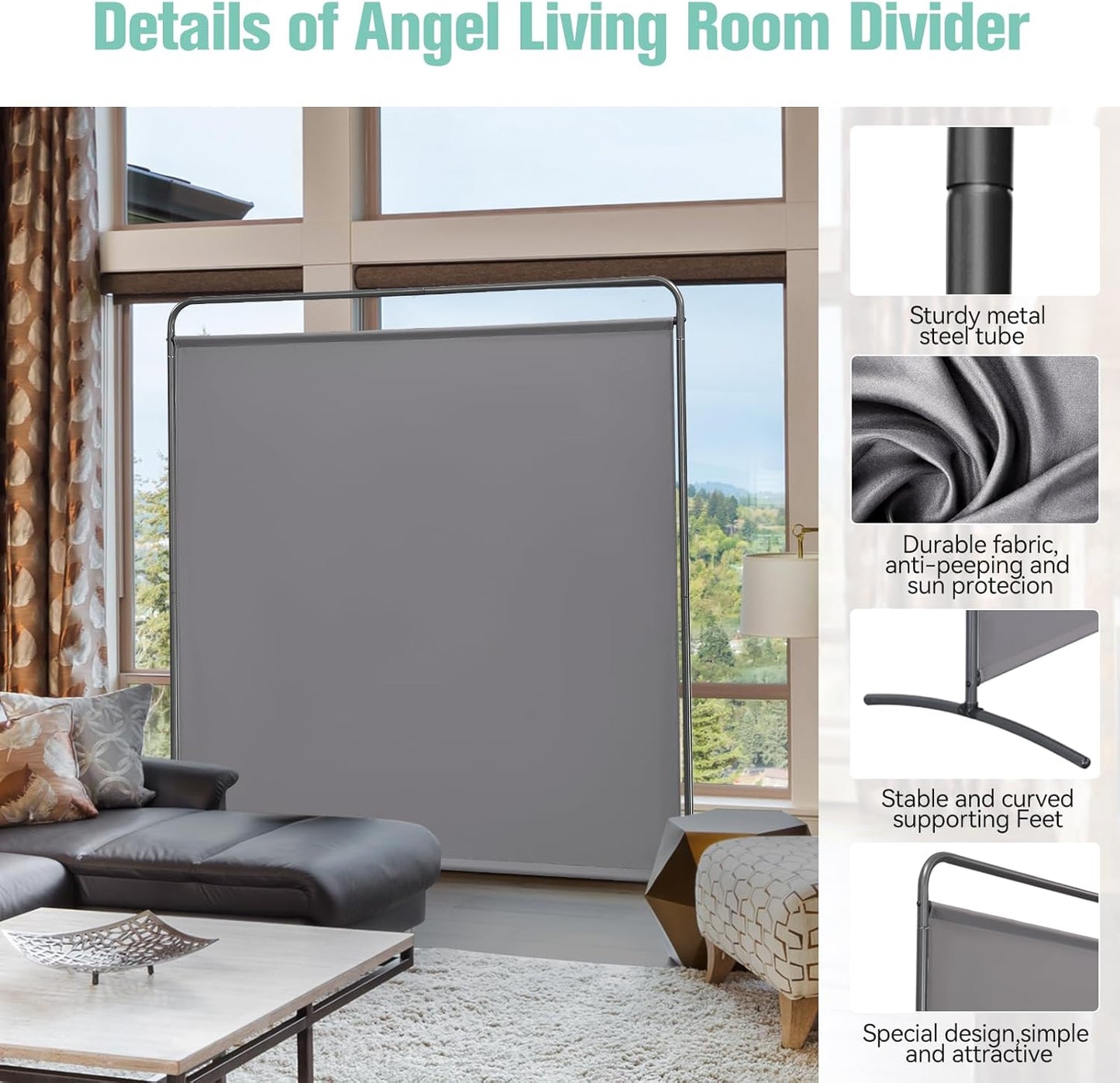 Angel Living Paravent - 1 Panneau - 163 x 177 cm - Gris