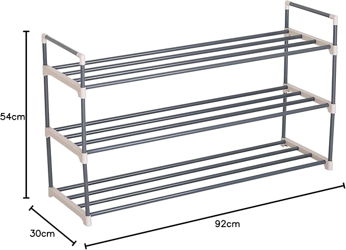 WOLTU SR0006 étagère à chaussures - 3 étages - beige et gris - 92 x 30 x 54 cm