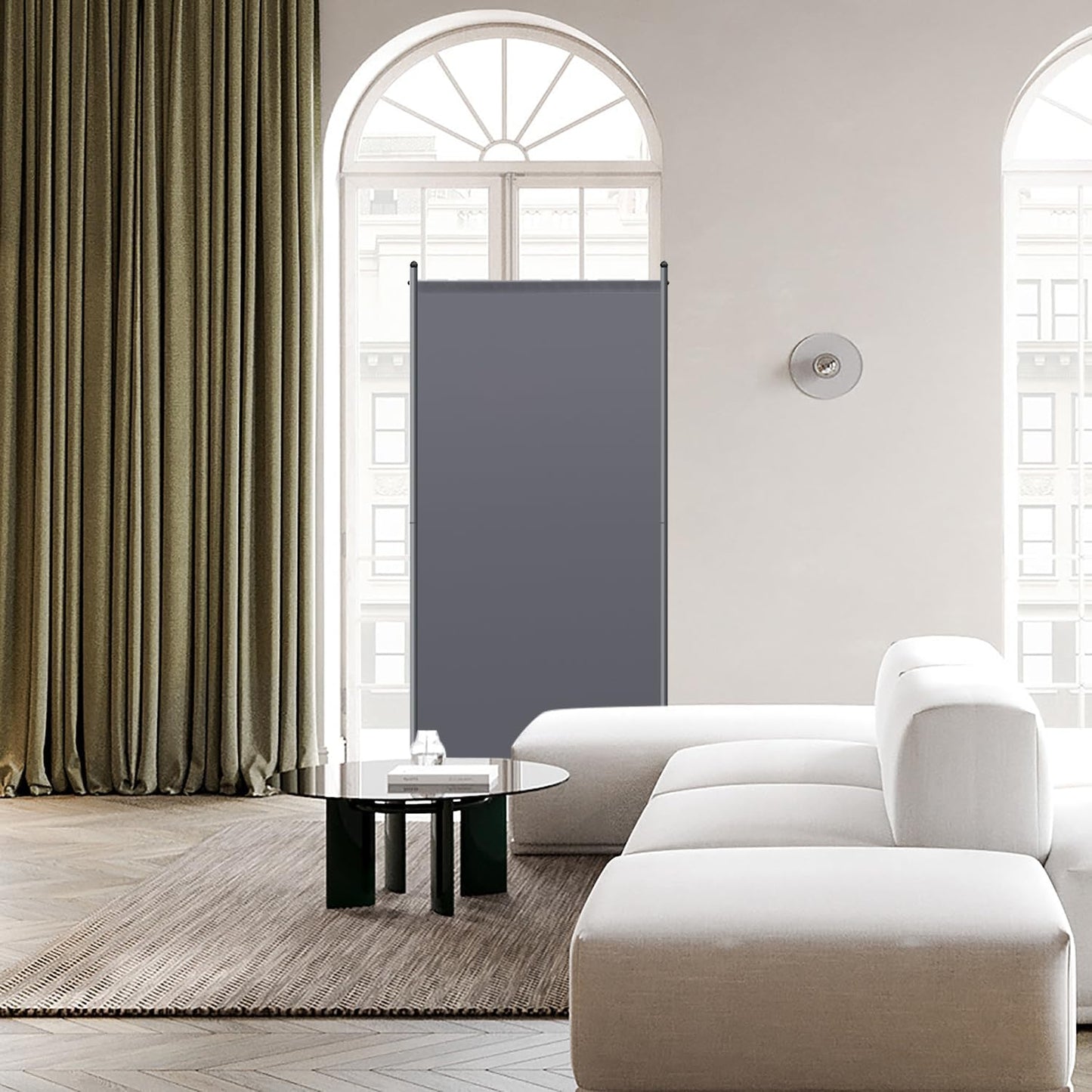 Angel Living Paravent - 1-pièce Room Screen & Room Divider - Brise-vue pour le bureau, le balcon, la chambre à coucher et le jardin - Gris - 80 x 180 cm
