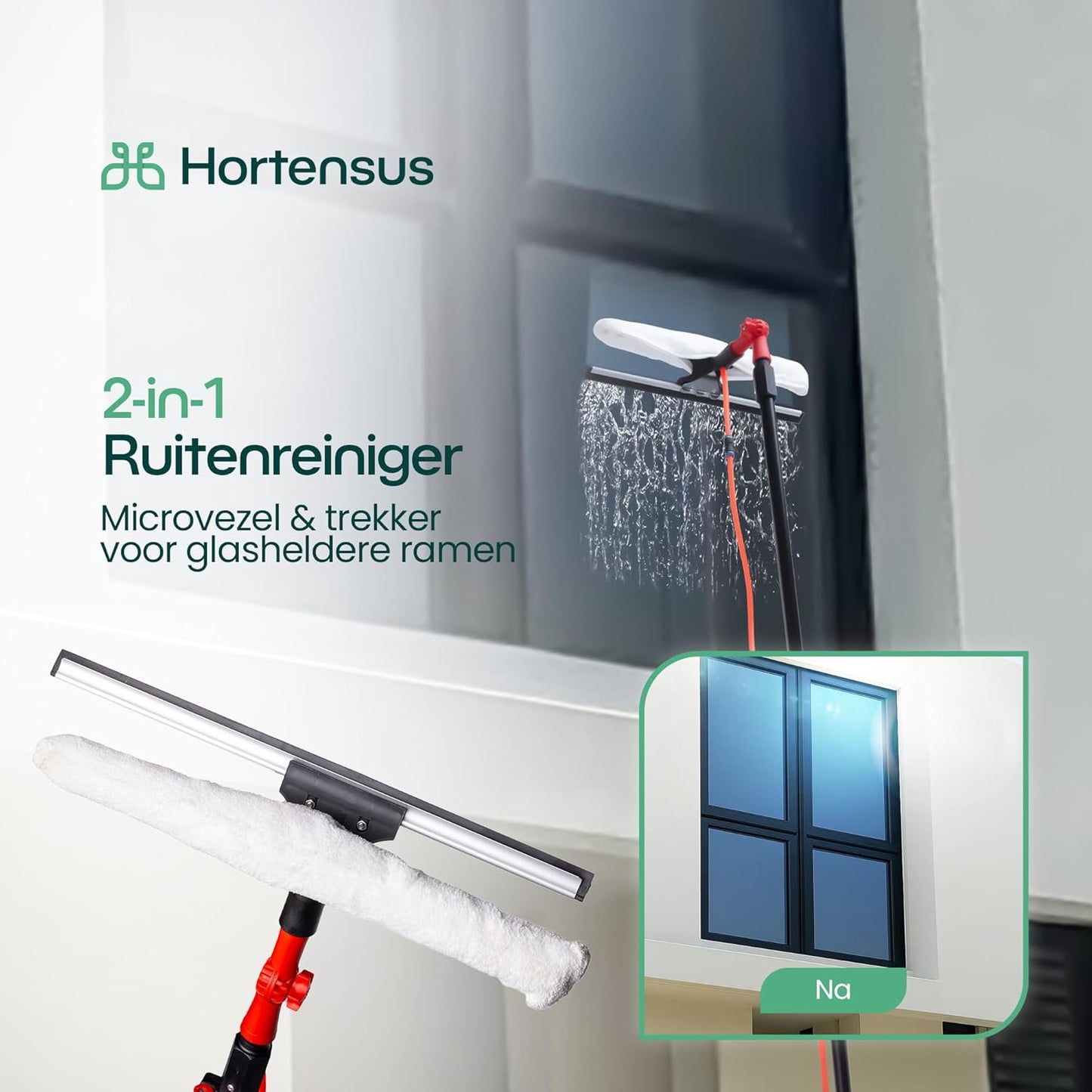 Brosse de lavage télescopique Hortensus - Avec raccord d'eau et distributeur de savon - 6.5M de long