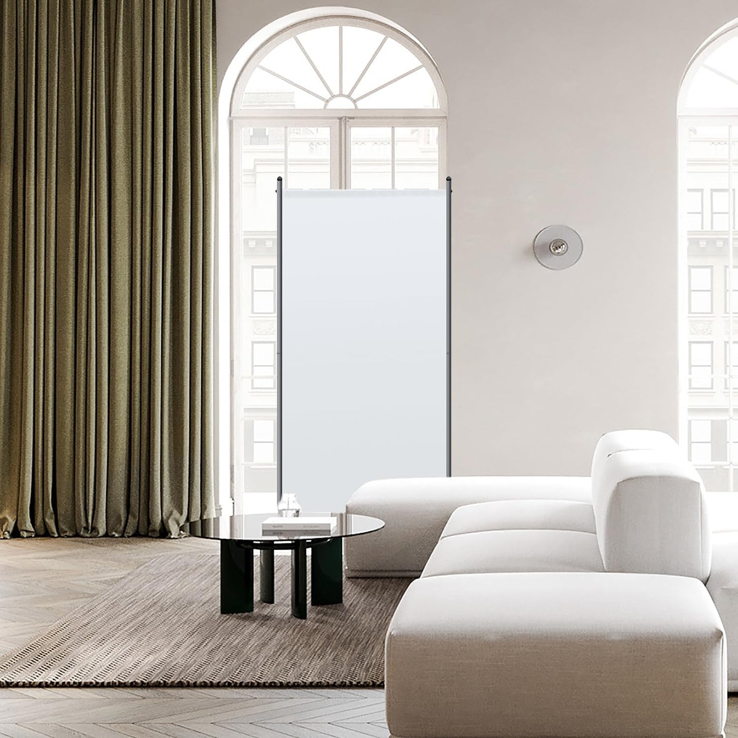 Angel Living Paravent - 1 pièce - 80x180 cm - Pliable - Acier & 160 g/m² Polyester - Séparation de pièces & Protection de la vie privée - Blanc