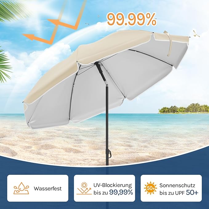 WOLTU GSS0007be01 Parasol de balcon 135 cm - UPF 50+ - Réglable en hauteur et inclinable à 35 degrés - Beige