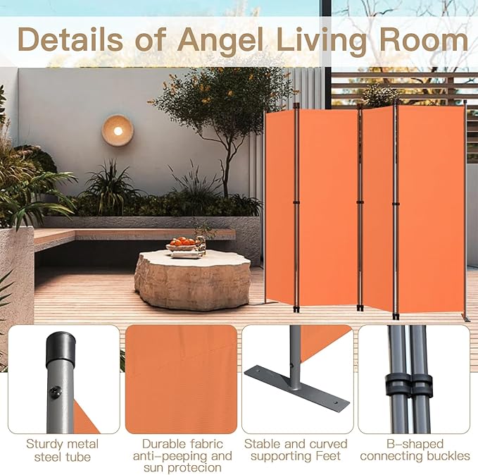 Angel Chamber Screen 4 Panels - Orange - Séparation de pièces et pare-vue
