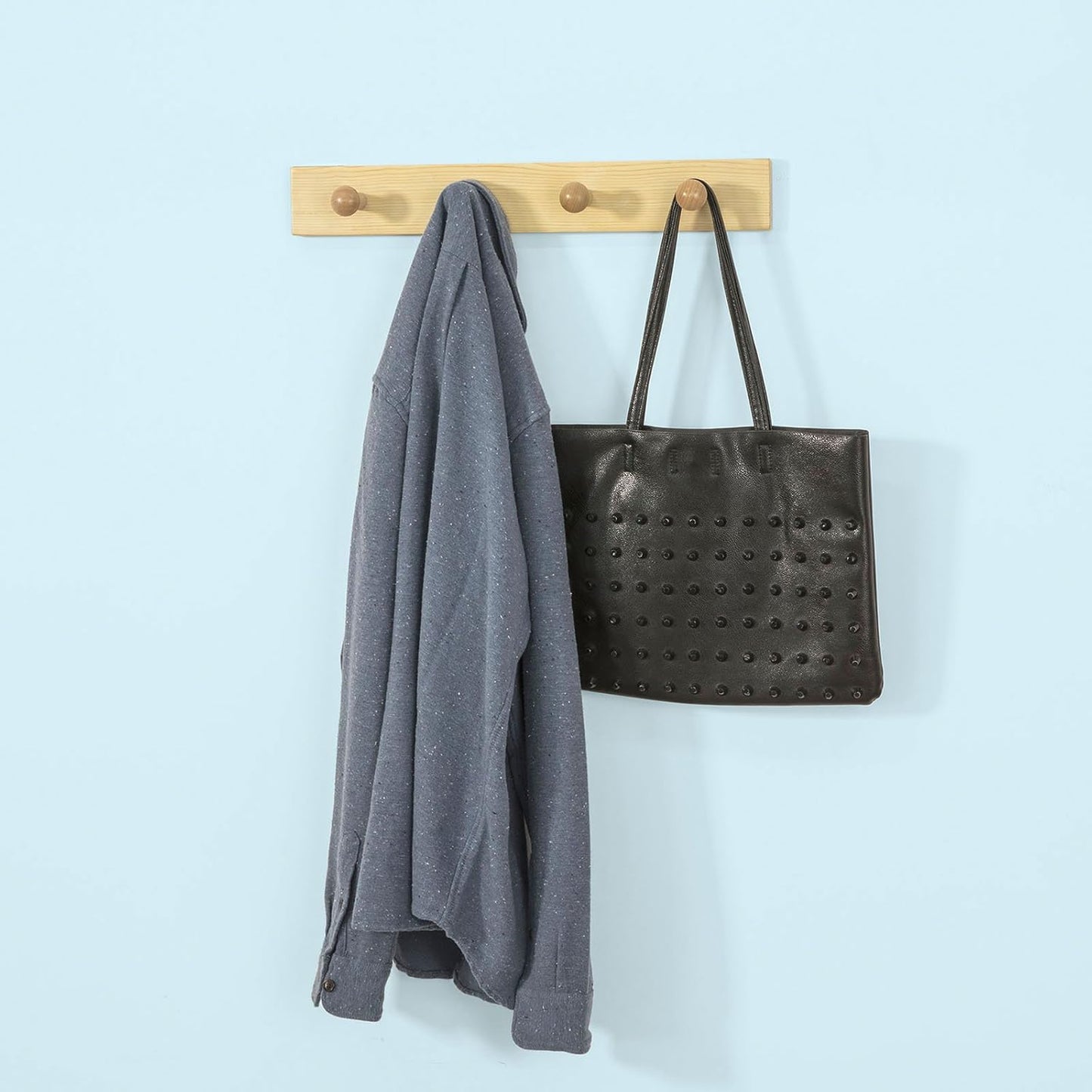 SoBuy FHK10-N Porte-manteau et porte-manteau mural - 50 x 7 x 7 cm - Bois naturel - 4 crochets