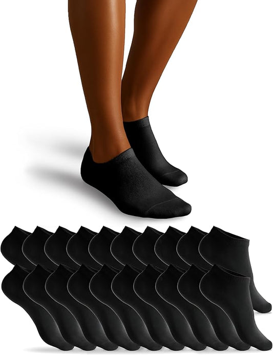 HELDENWERK Sneaker Socks - Chaussettes d'entraînement pour femmes et hommes - Coton respirant et anti-transpiration - Chaussettes de sport unisexe - 10 paires noires - Taille 35-38