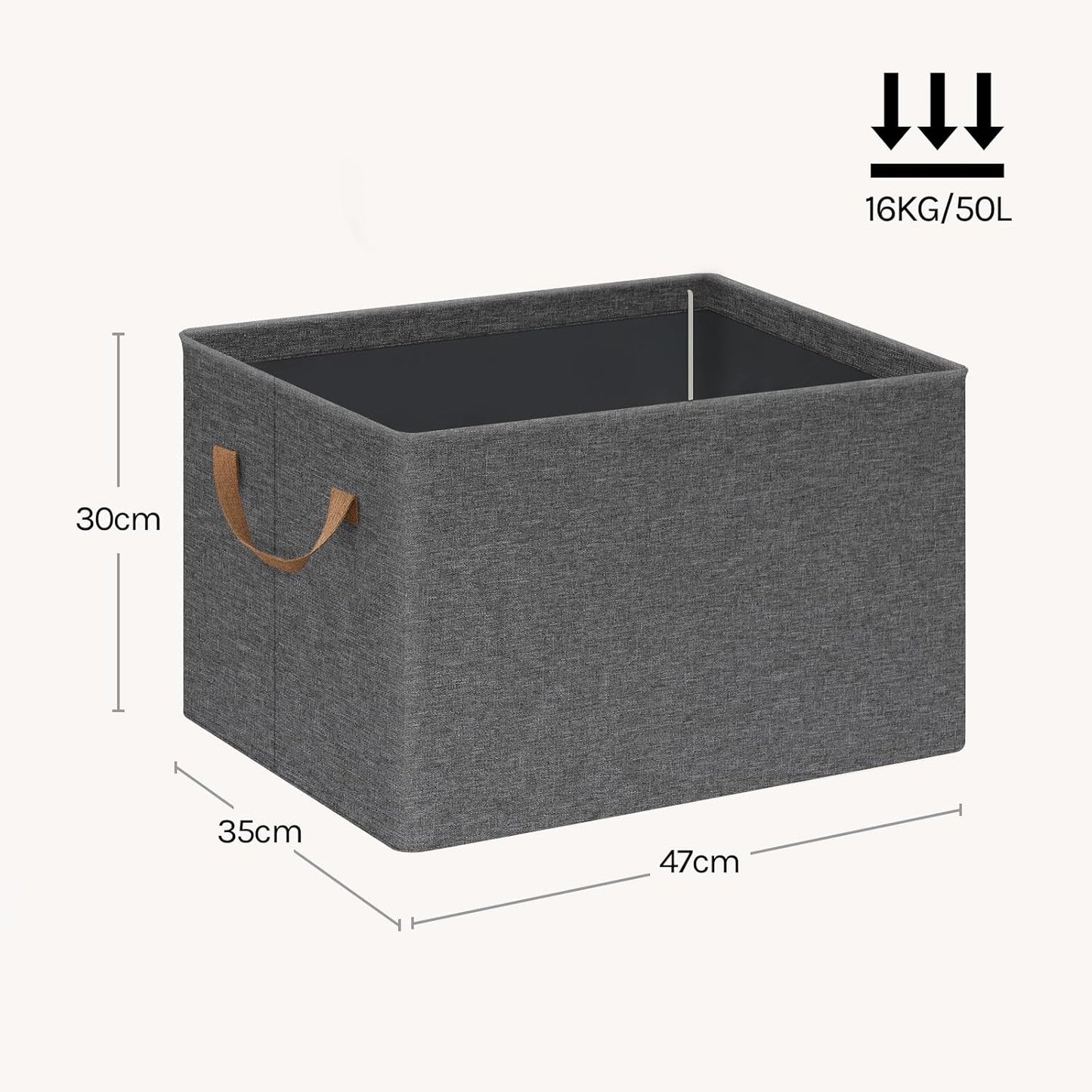 Woltu Boîte de rangement pliable Lot de 5 - Gris - 47 x 35 x 30 cm - Cubes de rangement empilables en tissu avec poignées