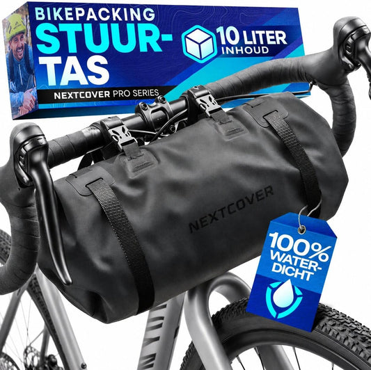 Nextcover Bikepacking Handlebar Bag AquaShield - Avec des coutures soudées à haute fréquence, un montage facile à peindre et un ajustement universel - Pour Mtb et Gravel Bike - Black Tpu - 10 Litres