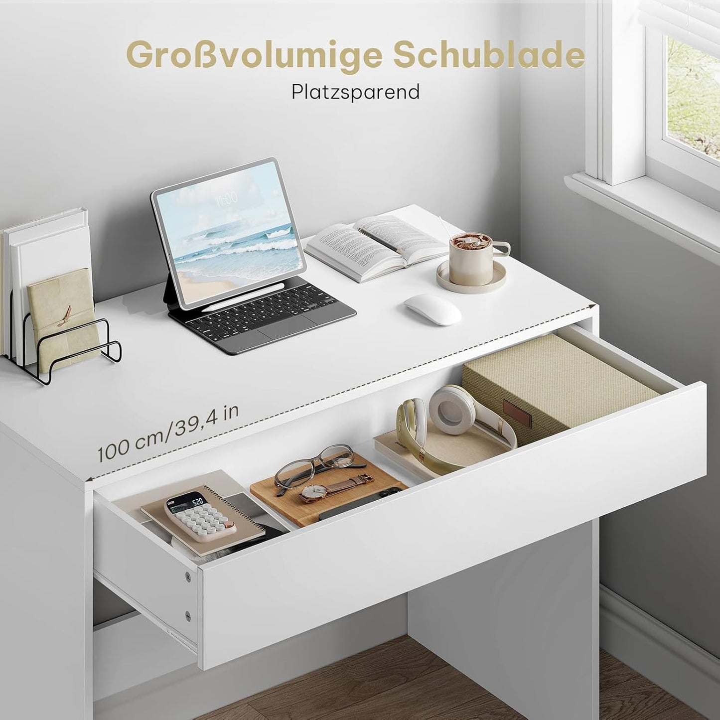 eSituro bureau - avec tiroirs - bureau d'ordinateur - bureau de bureau - 100x50x75 cm