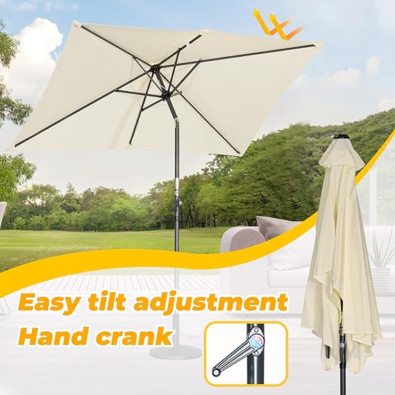 Angel Living Parasol - Inclinable - 140 x 210 cm - Rectangle - Crème