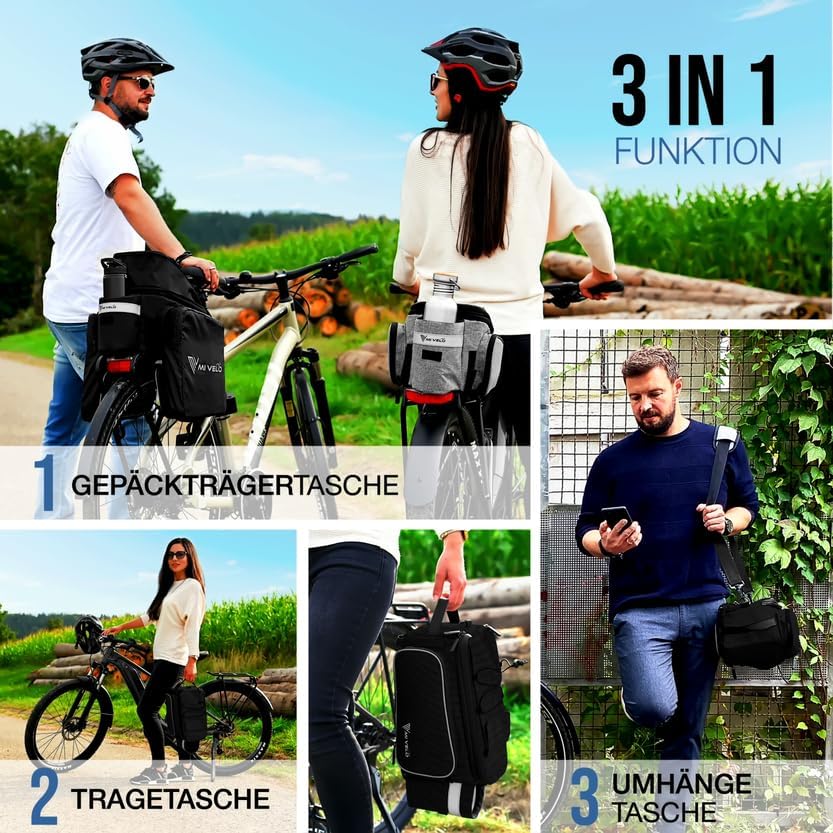 MIVELO Pannier Bag Carrier - Isolé - Jusqu'à 20L - Déperlant - 40 x 22 x 20 cm - Noir