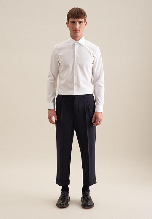 Seidensticker Herren Business Shirt - Shaped Fit - Bügelfrei - Kent Collars - Long Arm - 100% Baumwolle - Size 39