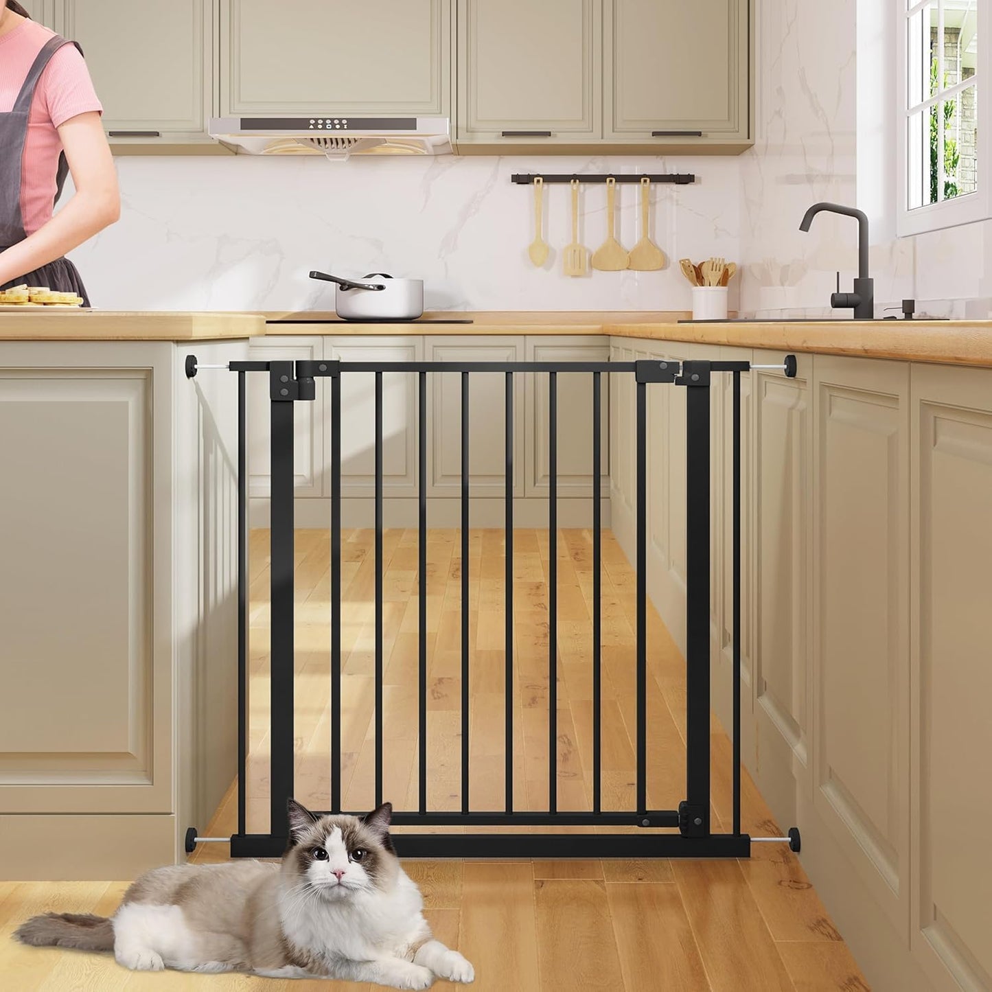 WOLTU Barrière d'escalier - 75-97 cm - 2 Longueurs - Noir