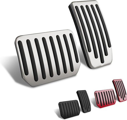 Loonara PedalPower Sport Pedals Tesla Model 3/Y Black/Silver - Aluminium - Caoutchouc antidérapant - Performance Design