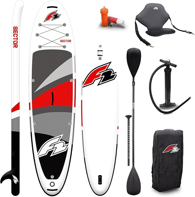 Planche de SUP gonflable F2 Sector Red, édition limitée 2024 – Planche de paddle polyvalente avec siège de kayak – 372 cm