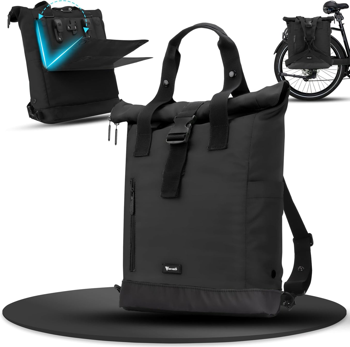 Sac à dos pour vélo pliable MIVELO MAYA - 50 x 28 x 14 cm - Noir