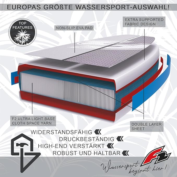 Planche de SUP gonflable F2 Sector Red, édition limitée 2024 – Planche de paddle polyvalente avec siège de kayak – 372 cm