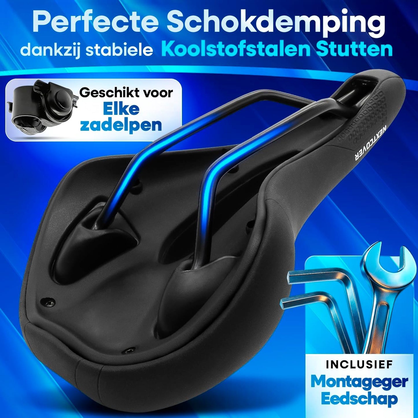 Nextcover Selle de vélo avec mousse à mémoire de forme 3.0 - Noir - 26 x 18 x 10 cm - Selle ergonomique et confortable pour vélo de ville et VTT