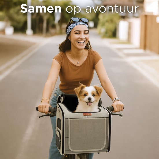 Trevopet® Panier à vélo pour chien - Panier à vélo 4 en 1 pour chien, sac de transport, sac à dos et siège auto - Convient aux vélos électriques - Pour les chiens jusqu'à 8 kg - Gris
