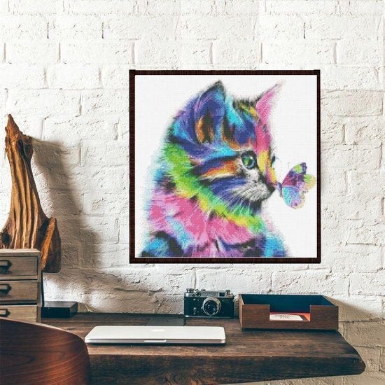 Rubye® Diamond Painting Chat - Diamond Painting pour enfants et adultes - 40x40cm