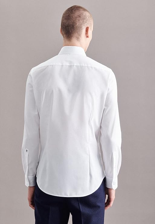 seidensticker Chemise d'affaires Slim Fit Bügelfrei Kent Chemise d'affaires à bras long pour hommes (1 paquet) - Taille 43 - Blanc