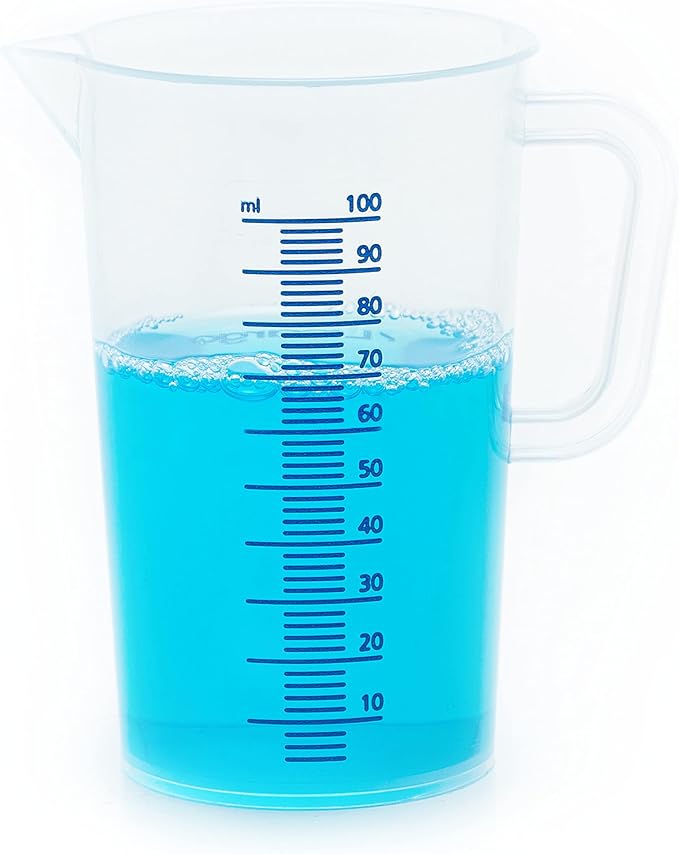 Gobelet doseur LICARGO 100 ml - graduation fine - pour un dosage précis - convient pour la lessive, l'entretien automobile, la pâtisserie et la cuisine