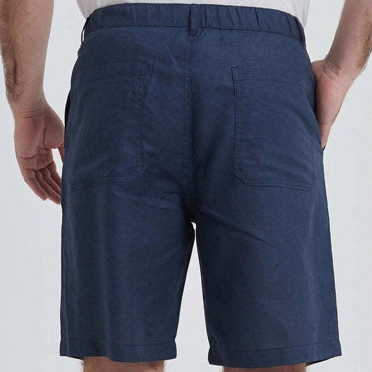 William de Faye Short chino en lin - Bleu marine Taille XL